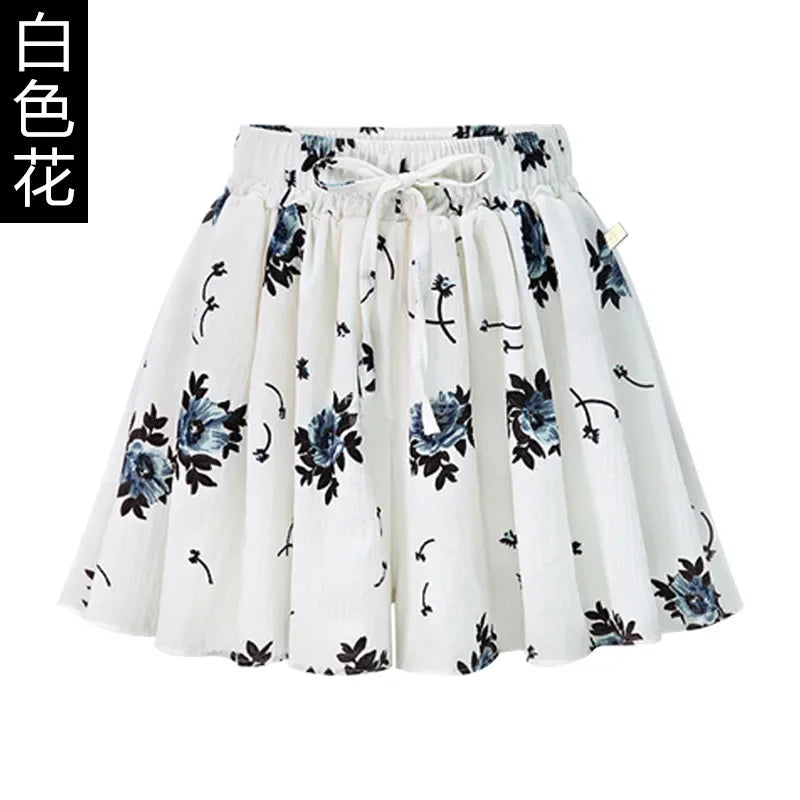 Summer Women Wide Leg Short Pants Skirt, High Waist Loose A-line Skirt Shorts Fashion Casual Chiffon Hot Pant Asian Size M-6XL