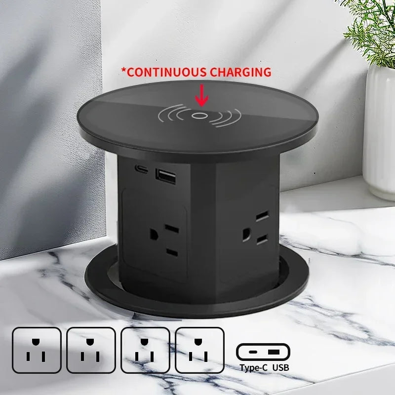 Us uk au stecker power küchentisch steckdose pop up desktop steckdosen strom ladung usb aluminium regal, versteckt, eingebaut