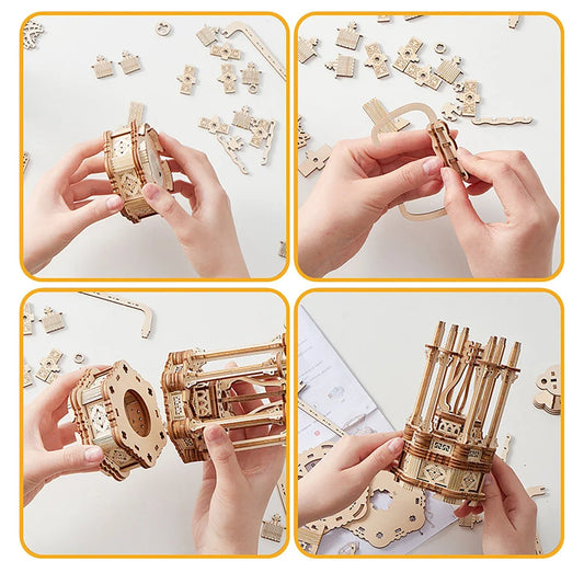 Ferris Wheel Hands Craft DIY 3D Wooden Puzzle Instrument Assembly Building Model Kit Brain Teaser Puzzles Toy.