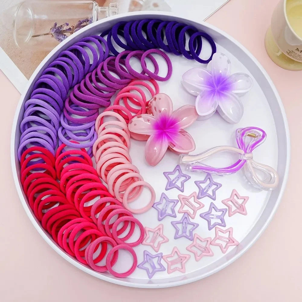 High Elasticity Durable Hair Accessories Butterfly Knot Egg Flower Combination Hair Clip Set for Women Girls Children Babies.