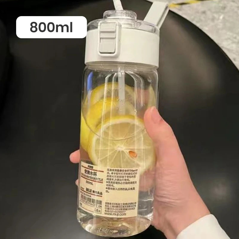 Plastic Water Bottle Water Cup with Lifting Rope Simple Large Capacity Leakproof Drop Resistant and Transparent Water Bottle.