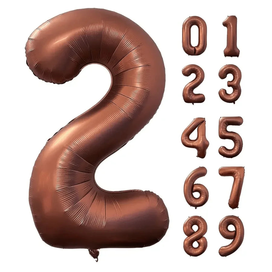 40inch Foil Brown Number Balloon Number Balloon 0-9 Birthday Wedding Party Decoration Supplies Happy Holidays Baby Shower Gifts