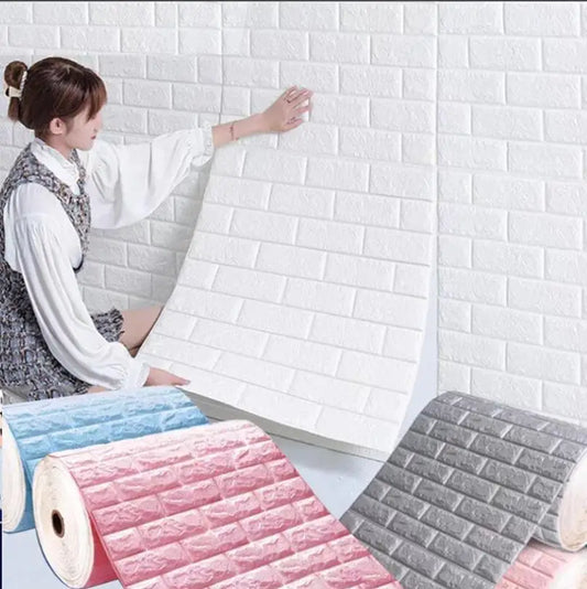 Pvc Brick Pattern Self-adhesive Wallpaper DIY Room Decor 1-10pcs 70cmX1m Waterproof Wall Stickers 3D Modern Home Decoration
