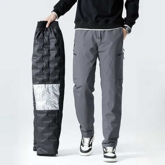 Winter Down Pants Men 90% White Duck Down Padded Warm Pants Snow Outdoor Waterproof Windproof Straight Thermal Puffer Trousers.