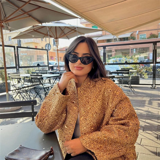 2023 Autumn/Winter New Product Women's New Fashion and Casual Versatile Stand up Collar Long Sleeve Beaded Jacket Coat.