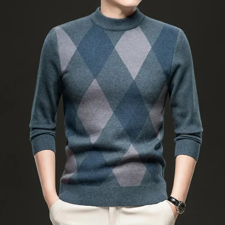 New High Quality Men's Fashion Business Casual Knitted Sweater Warm Pullover Tops Mens Clothes