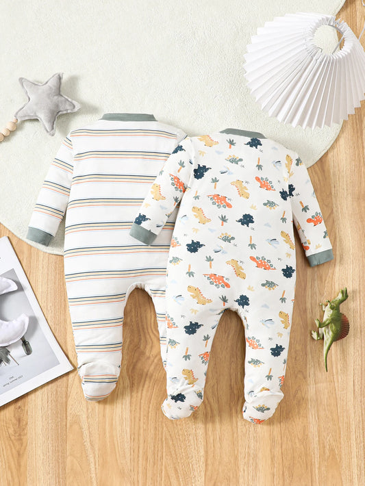 Zweiteiliger, langärmliger, einteiliger Strampler aus Bambusfaser für Säuglinge und Neugeborene, geeignet für Jungen und Mädchen im Frühling und Herbst..