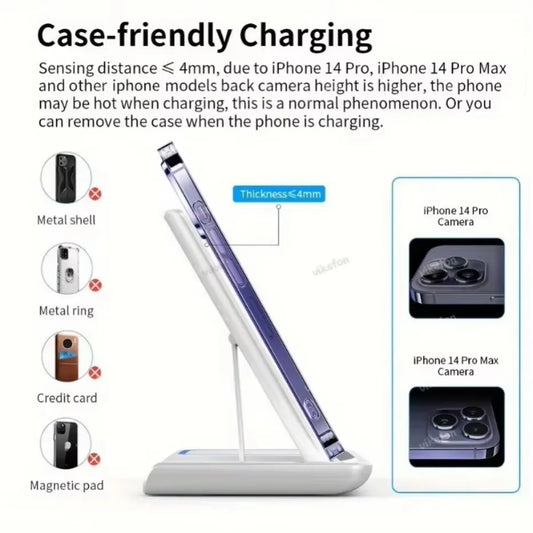 30W 3 in 1 Wireless Charger Stand LED Induction Fast Charging Station For iPhone 16 15 14 13 12 Apple Watch 10 9 8 7 6 5 Airpods.