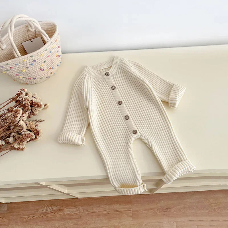 Herbst Neugeborene Kurze Infant Mädchen Jungen Ein Stück Kleidung Stricken Strampler Solide Baby Jungen Overall Verdicken Strickwaren Outfits.