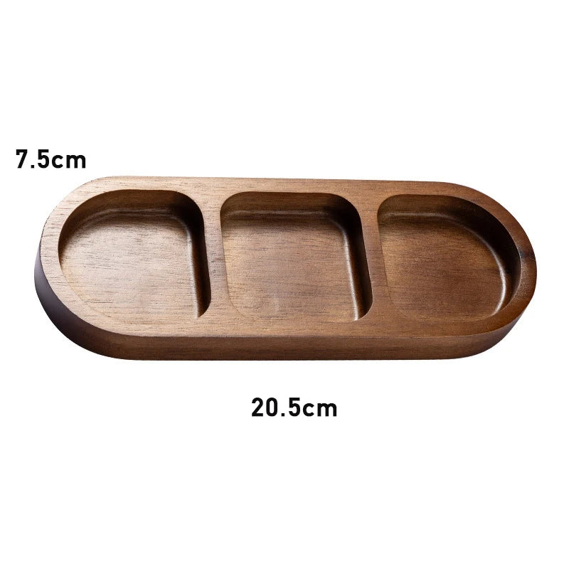 Acacia Wood Multipurpose Food Display Tray, Segmented Serving Platter for Kitchen Use, Snacks, Desserts Tray Home Decor.