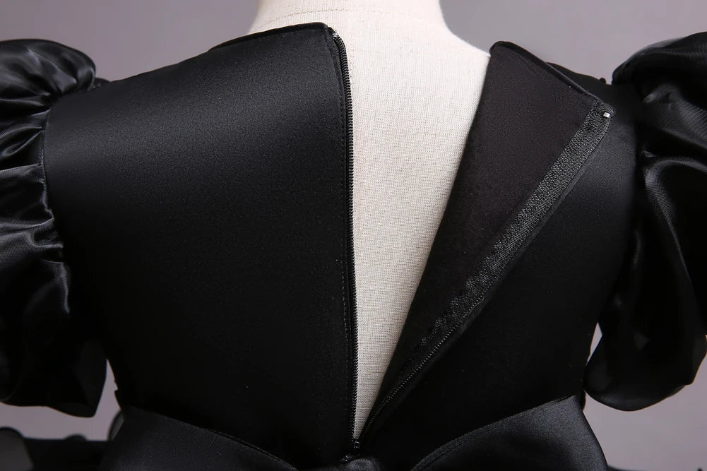 Kinder kleid schwarz Prinzessin Anhänger Kleid Kinder kleid Blumen kleid 4 bis 12 Jahre Mädchen Klavier Performance Kleid.