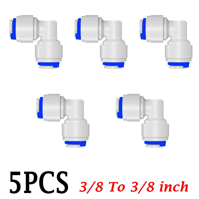5PCS 3/8" Ball Valve Tees 1/4" OD Elbow Quick Connect Push In to Connect for RO Water Reverse Osmosis System Water Tube Fitting