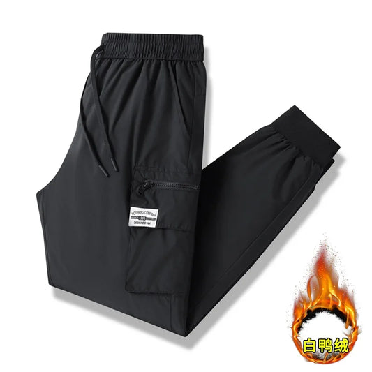 CHUJIE Men's autumn and winter new down jacket pants, men's mountain outdoor work pants, graphene heating thickened warm pants.