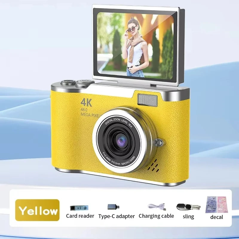Digital Camera 4K 48MP Photography Camera Video Camcorder Rechargeable Cameras 180° Flip Screen Camcorder For Kid Adult Beginner.