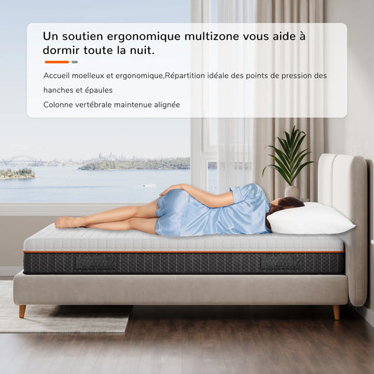 Vesgantti Schaumstoffmatratze, weiß, 16/18/26 cm Dicke, Gel-Memory-Schaum-Matratze, Zoned Support hält Sie gut ausgerichtet