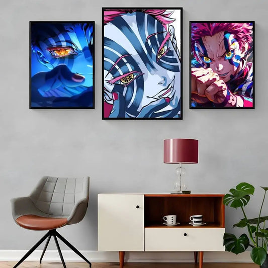 Japanese Anime Akaza D-Demon Slayer Poster High Quality Dorm Living Room Aesthetic Wall Decoration Painting Stickers Gift.