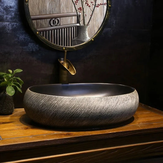 Modernes Badezimmerwaschbecken im nordischen Stil zum Waschen von Händen und Gesicht, minimalistisches Design, individuell gestaltet