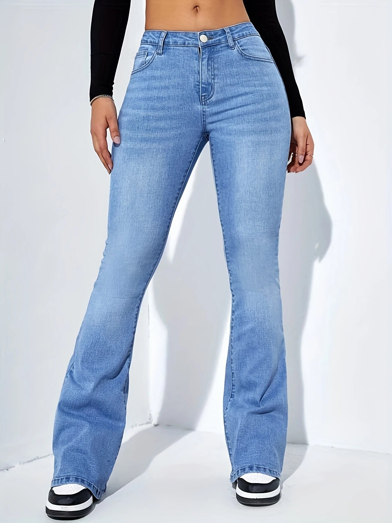 Women's jeans high waist stretch comfortable flared pants Denim pants.