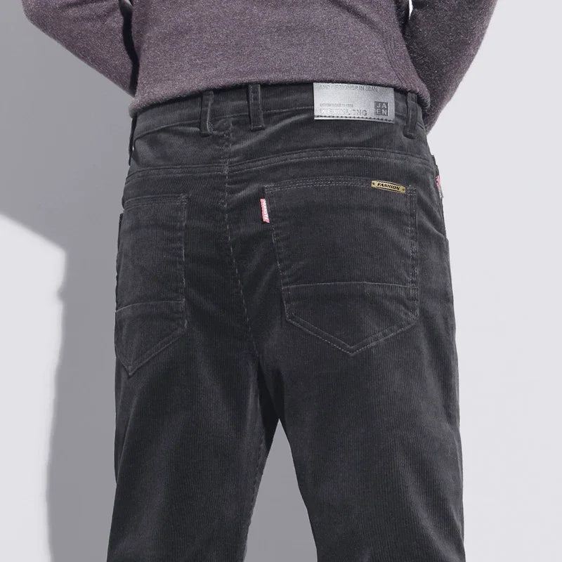 KUBRO High Quality Corduroy Fabric Men's Business Casual Trousers Autumn Korean Style Small Straight Slim Versatile Cargo Pants