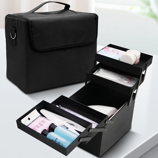 Folding Manicurist Toolbox Portable Cosmetic Bag Travel Makeup Case.