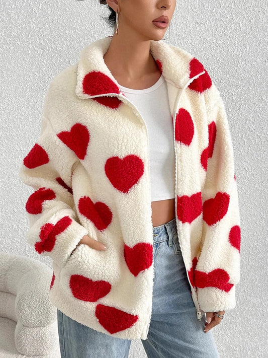 Damen-Fleece-Winterjacke aus warmem Plüsch mit Reißverschluss, lässige Damenbekleidung, Fleecemantel, Winterkleidung für Damen-Oberbekleidung.