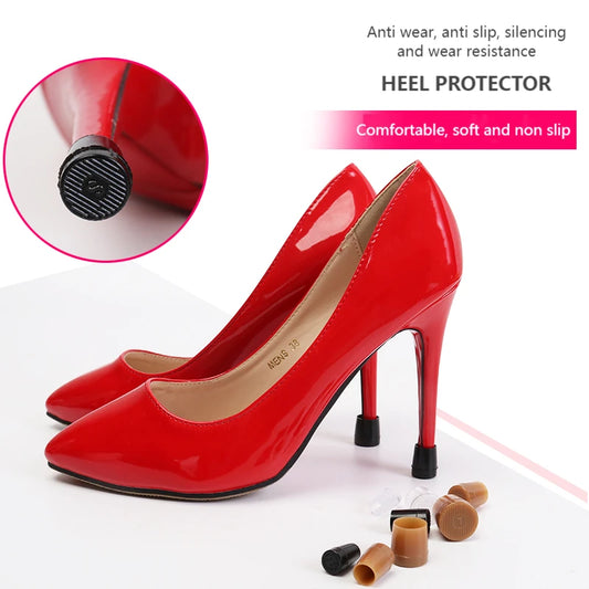 2Pcs Non-slip Wearable Heel Cover Round Woman High heels Protective Cover TPU/PVC Material Soft Damping Silencer Heel Protector.