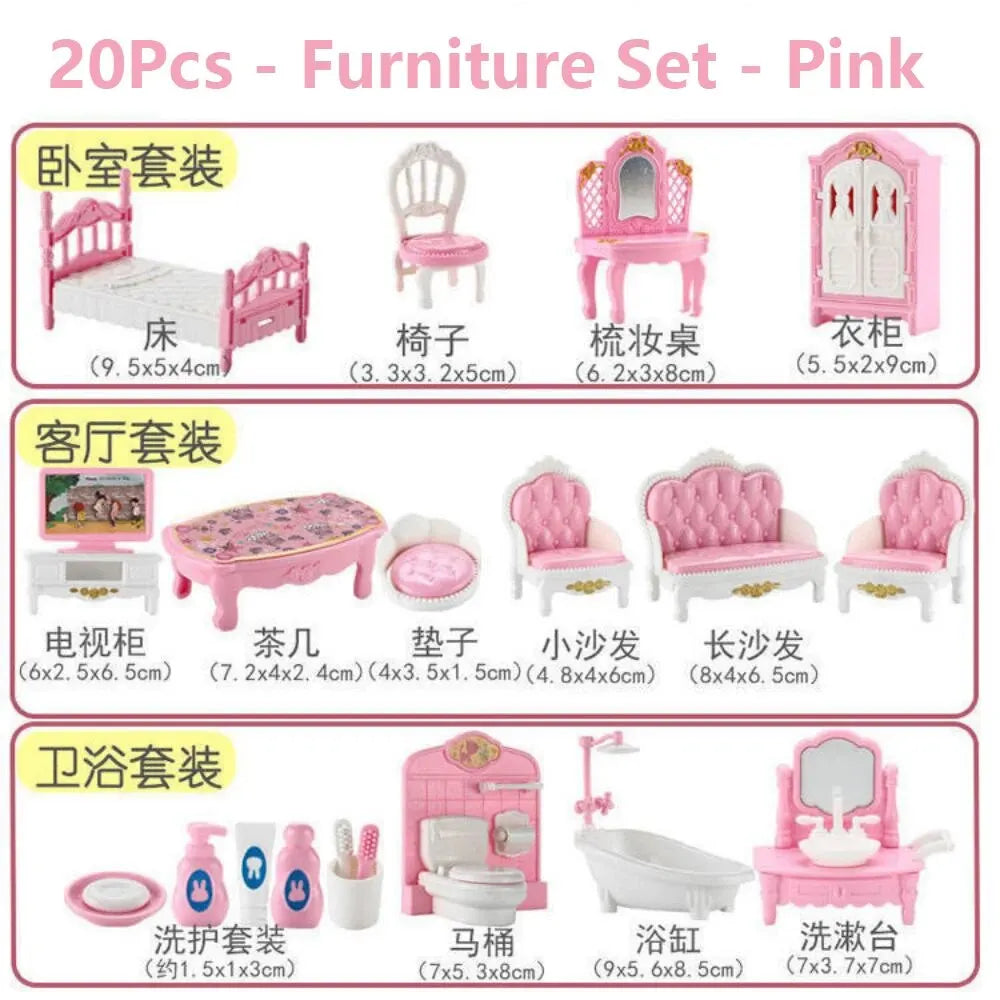 Hot Sale Cute Kawaii Pink 10 Items/Lot Miniature Dollhouse Furniture Accessory Kids Toys Kitchen Cooking Things For Girl Gifts.