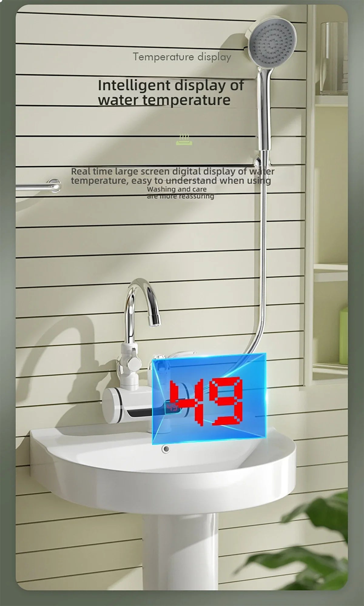 Electric Hot Cold Mixer Tap 3000W Instant Heating Faucet 360 Degree Rotation Fast Heating Tap Digital Kitchen Bathroom Supplies