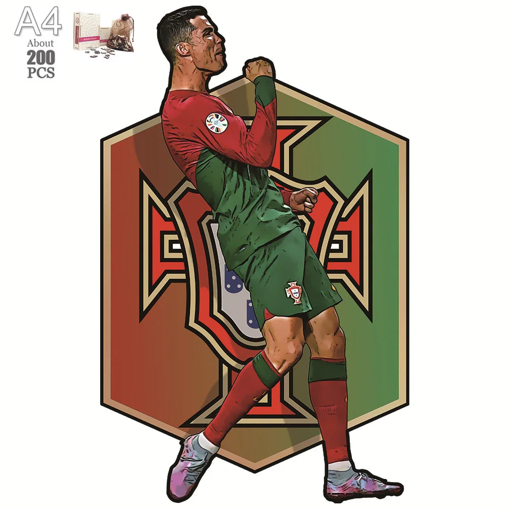 Soccer Player Wooden Puzzle for Football Fan Sports Star Wood Jigsaw Advanced Difficulty A3 A4 Size Puzzles