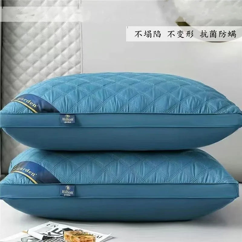 Popular hotel pillow with embroidered feather velvet core, high elasticity and no collapse, student neck protection pillow