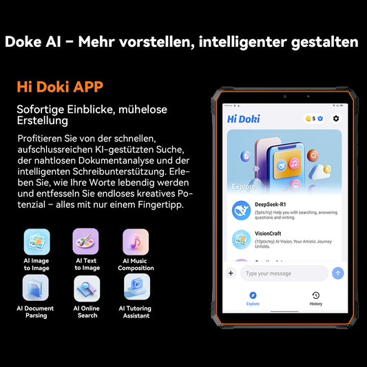 Blackview Active 5 Outdoor AI Tablet Smartphone, 8.68 ‘’ HD+ 90Hz,IP68/IP69K Waterproof Android 15, 8GB+128GB 6600mAh Battery.