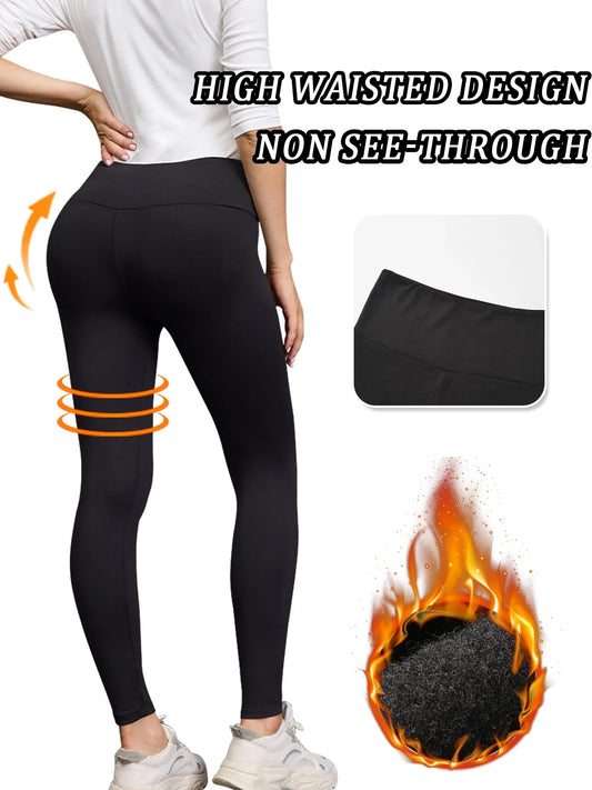 5 Pack Womens Thermal Fleece Lined High Waisted Leggings Workout Winter Warm Thick Tights Soft Yoga Pants.