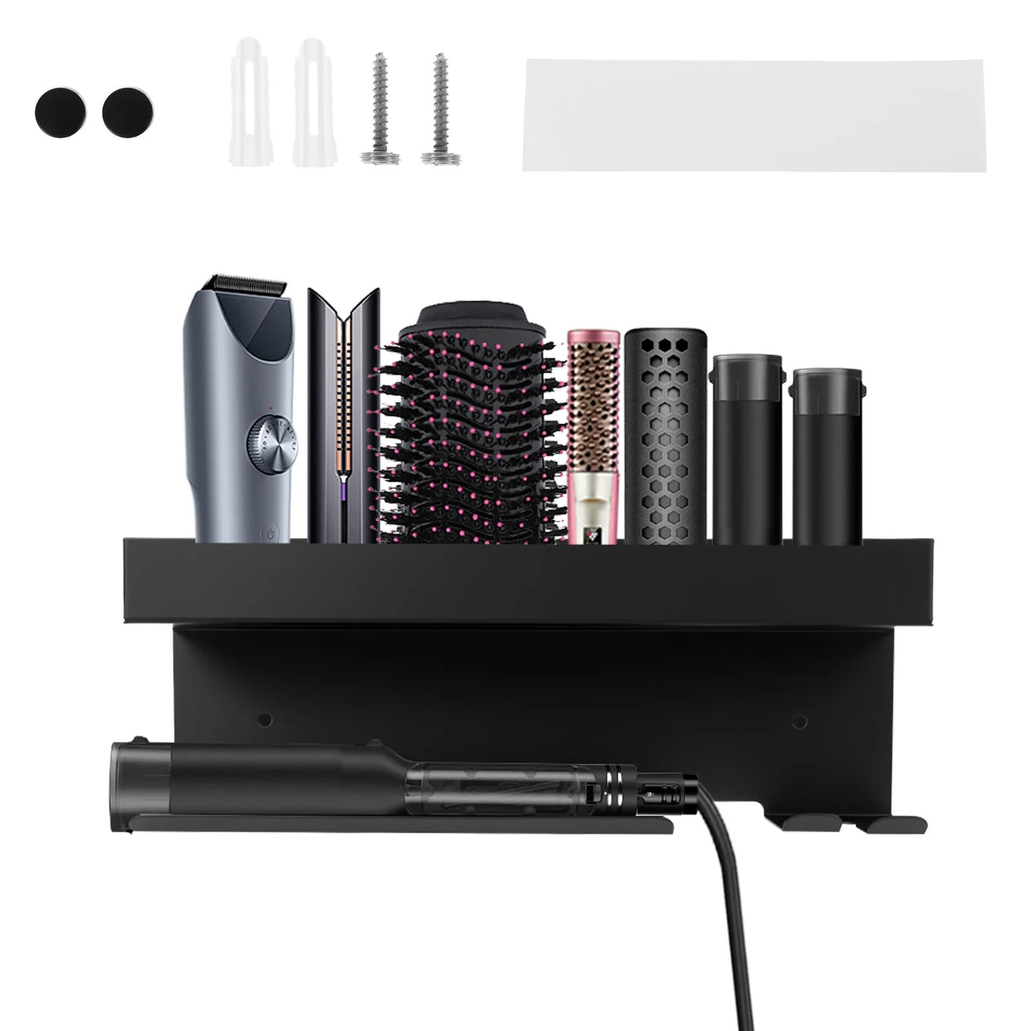 Haartrockner-Halter, Wandmontage, Aufbewahrungsregal, Dyson Airwrap-Halter mit speziellem Steckerschlitz, Haarpflege-Werkzeug, Badezimmer-Organizer