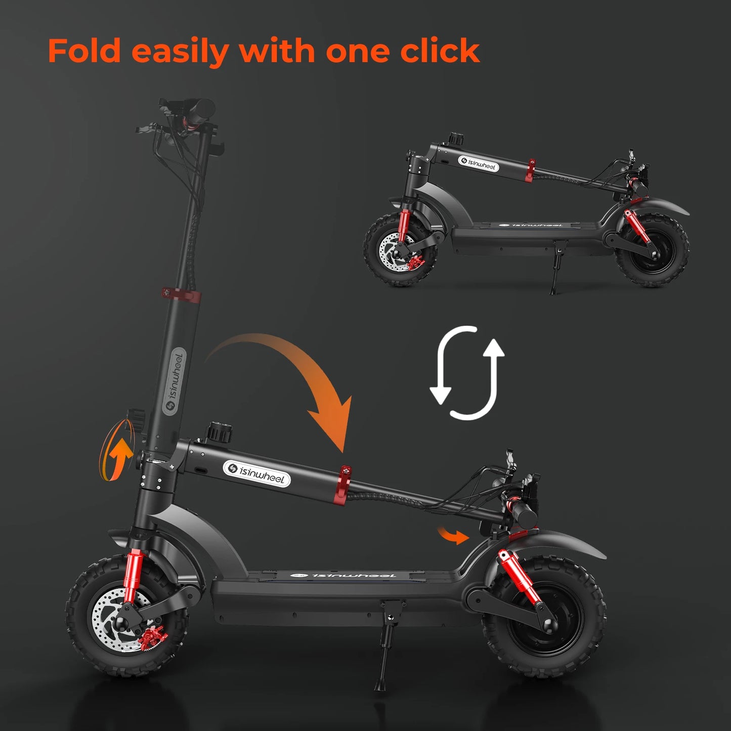 isinwheel GT2(ABE) City Adult E-Scooter 800W Motor 48V15AH 11 Inch Tires E-Scooter Electric Scooter LED Digital Display.
