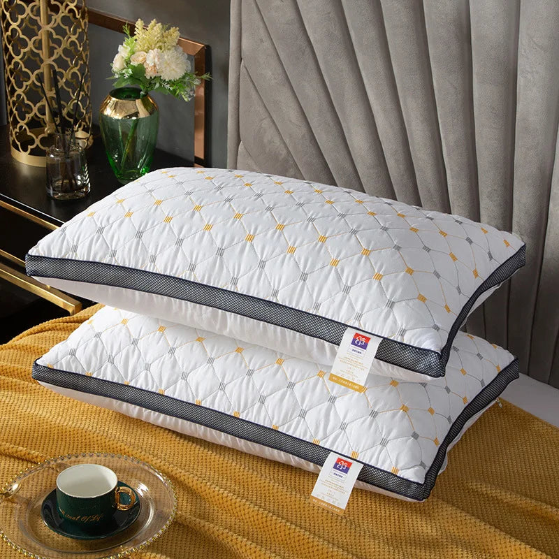 New Hilton Twisted Flower Bread Pillow Feather Velvet Neck Protection Hotel Pillow Core Single Person Not Easy to Collapse.