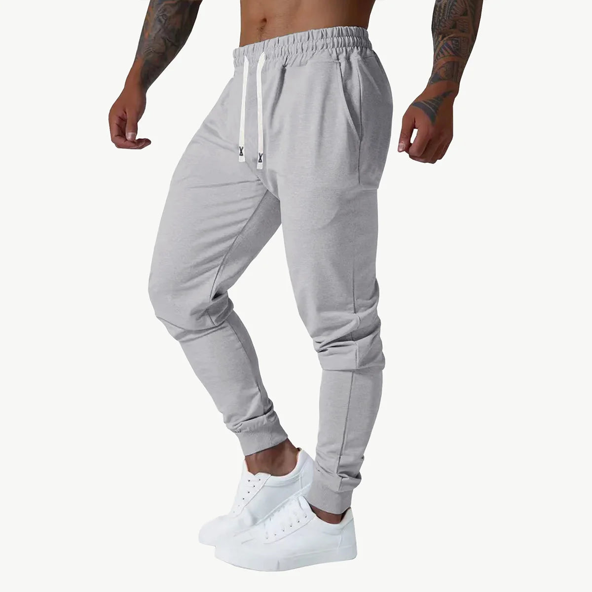 Men's ankle binding jogging pants, elastic casual sports pants, suitable for outdoor cycling, fitness, running, and hiking.