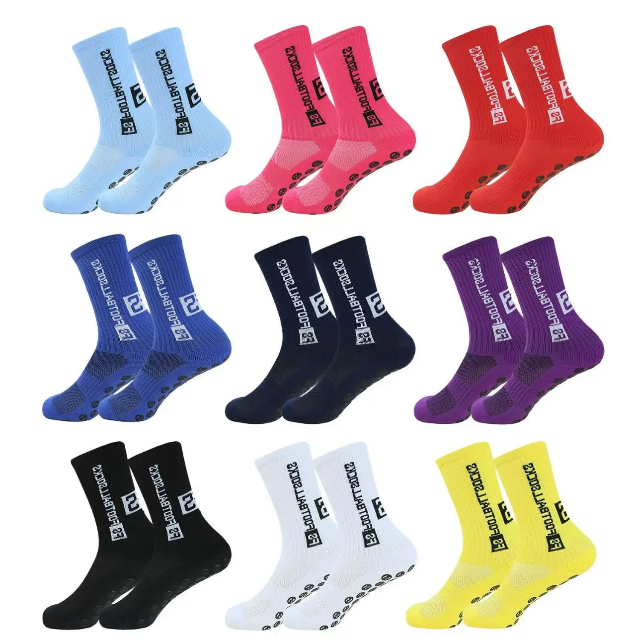 3/1Pair New Style FS Football Socks Round Silicone Suction Cup Grip Anti Slip Soccer Socks Sports Men Women Baseball Rugby Socks