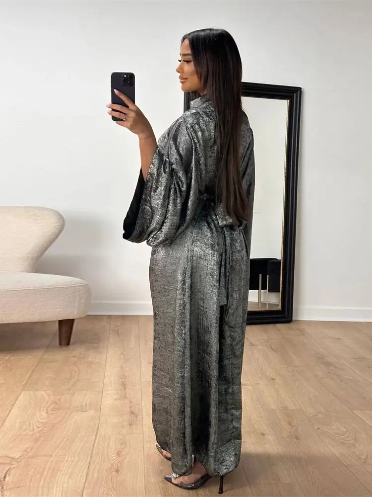 Shiny Satin Abaya Dubai Luxury 2025 Muslim Islam Abayas For Women Kaftan Dress Kebaya Caftan Marocain Femme Vestidos Musulmanes.