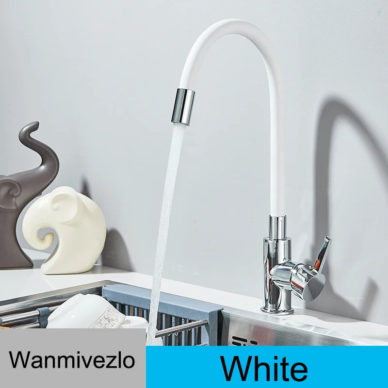 Kitchen Sink Faucet Flexible Water Pipe 360° Rotation Single Handle Deck Mount Cold Hot Water Mixer Water Tap