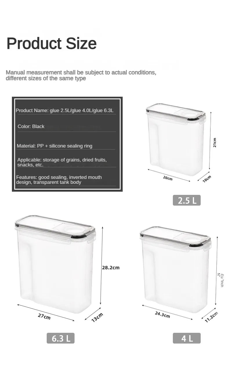 4PCS Kitchen Food Storage Tank Miscellaneous Grain Storage Box 2.5L/4L Set Transparent PP Sealed and Waterproof Storage Tank..