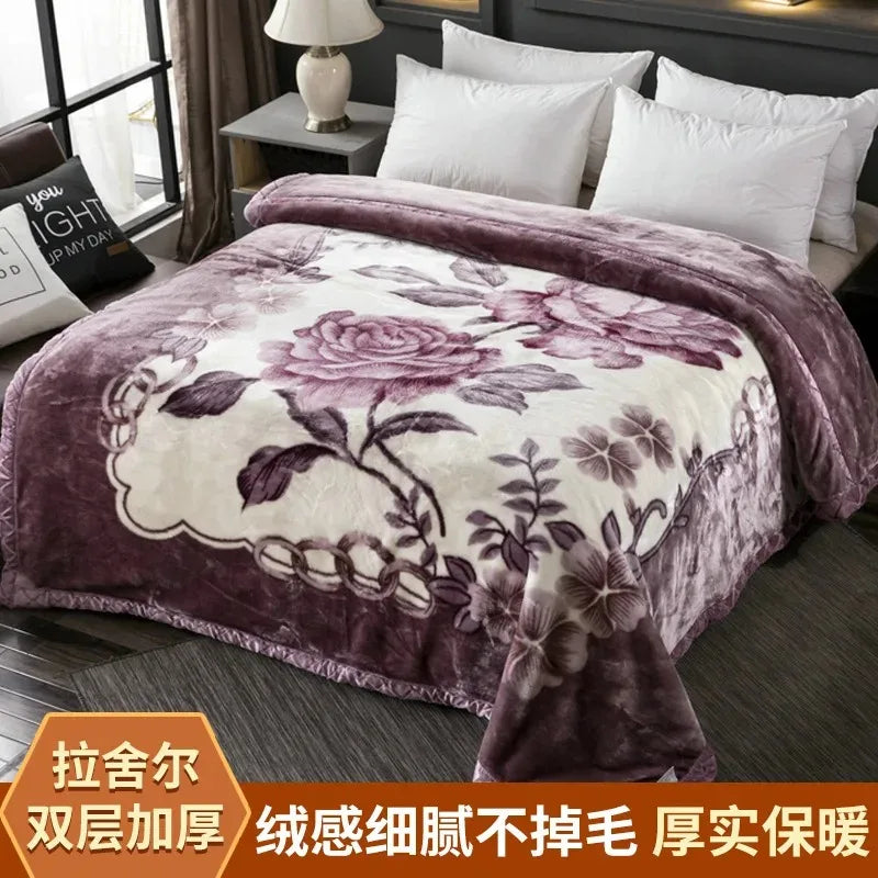 Modern Geometric Cartoon Printed Bedroom Blanket Coral Fleece Dormitory Quilt Thicking Double Layer Multi Purpose Bedding Sheets