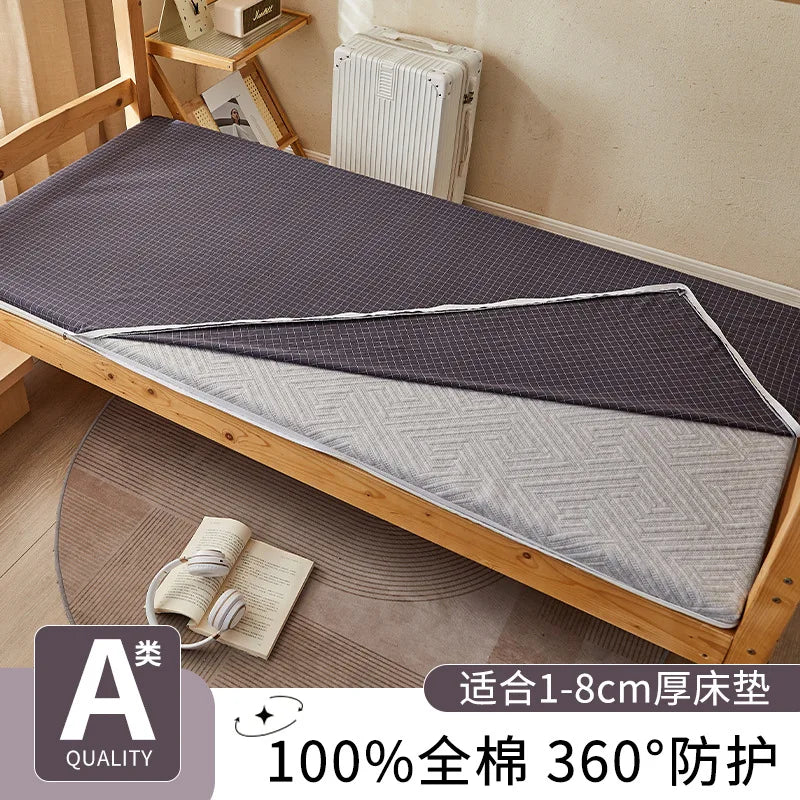 2025 new cotton washed cotton student dormitory mattress cover all-inclusive zipper mattress single piece without filler.