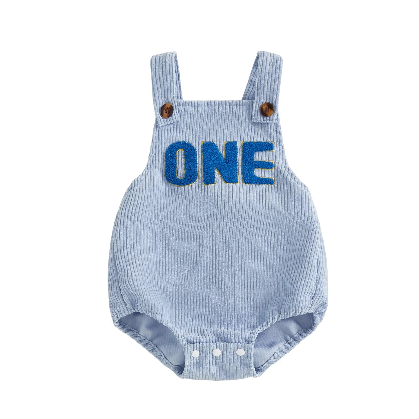 Baby-Overall, ärmellos, quadratischer Ausschnitt, Buchstaben-Stickerei, Strampler für Neugeborene, einjähriges Outfit für Jungen und Mädchen.