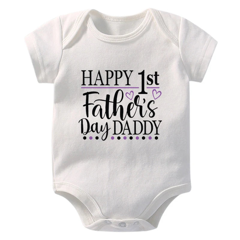 Happy 1st Vatertag Papa Druck neugeborenes Baby Jungen Mädchen Stram pler Kleidung Kleinkind Sommer Kurzarm Body Väter Tag Geschenke