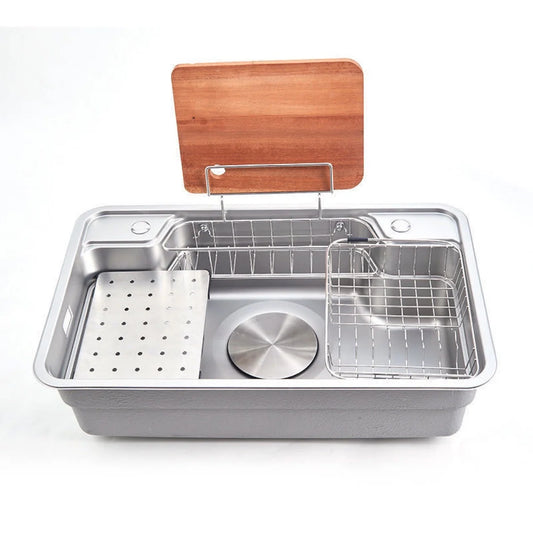 Japanese 3D Flat Large Single Slot Little millet grain Nano 304 Stainless Steel Kitchen Sink Wash Basin Dish Basin for Household