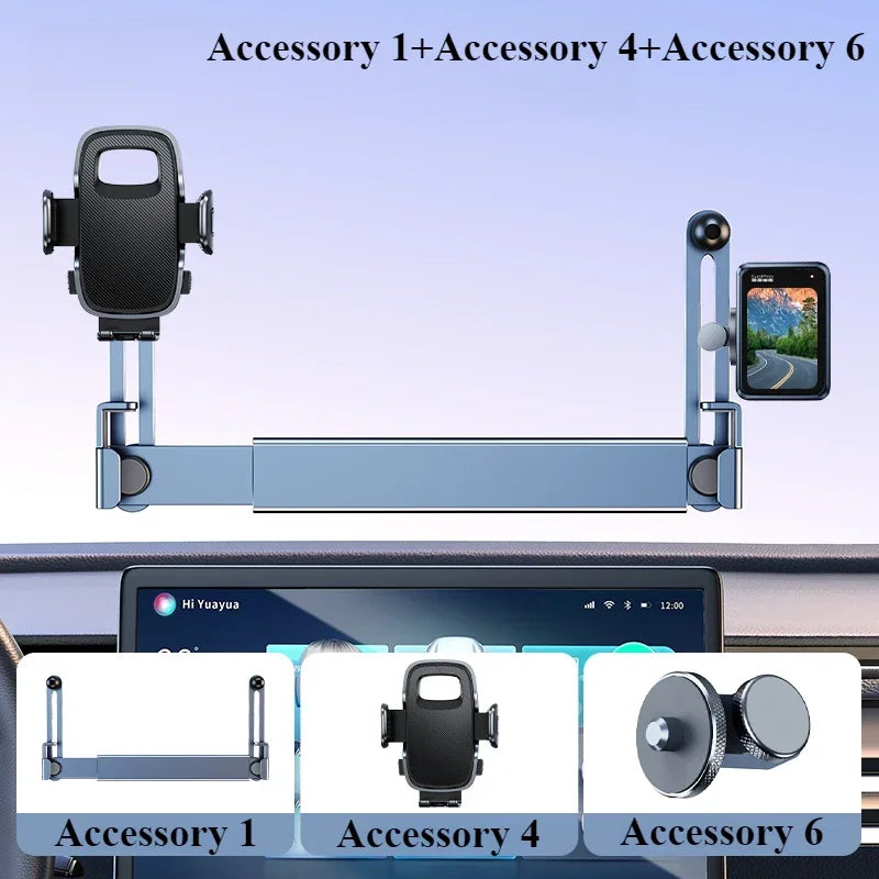 Oatsbasf Dual-position Car Screen Phone Holder Stand Metal Aluminum Adjustable for Tesla Model 3 Highland Y Car Accessories