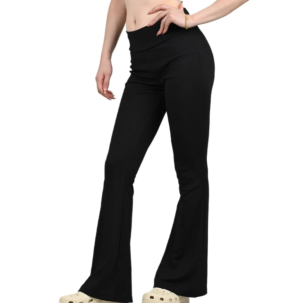 Woman Spring Summer Cinching Hip Lifting Fitness Exercise Elastic Bell Bottom Pants Women Casual Outdoor Running Yoga Pants.