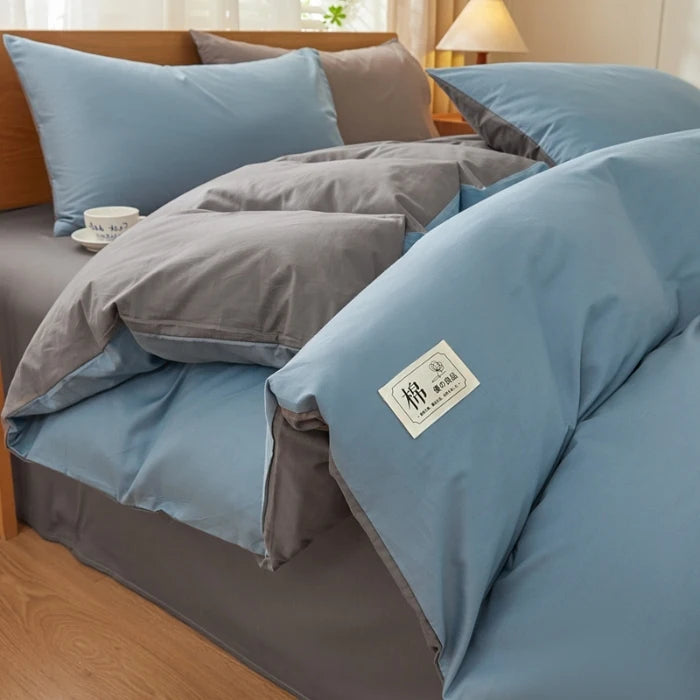 2025 new solid color matching pure cotton quilt cover bed four-piece set student dormitory 3-piece set available in all seasons