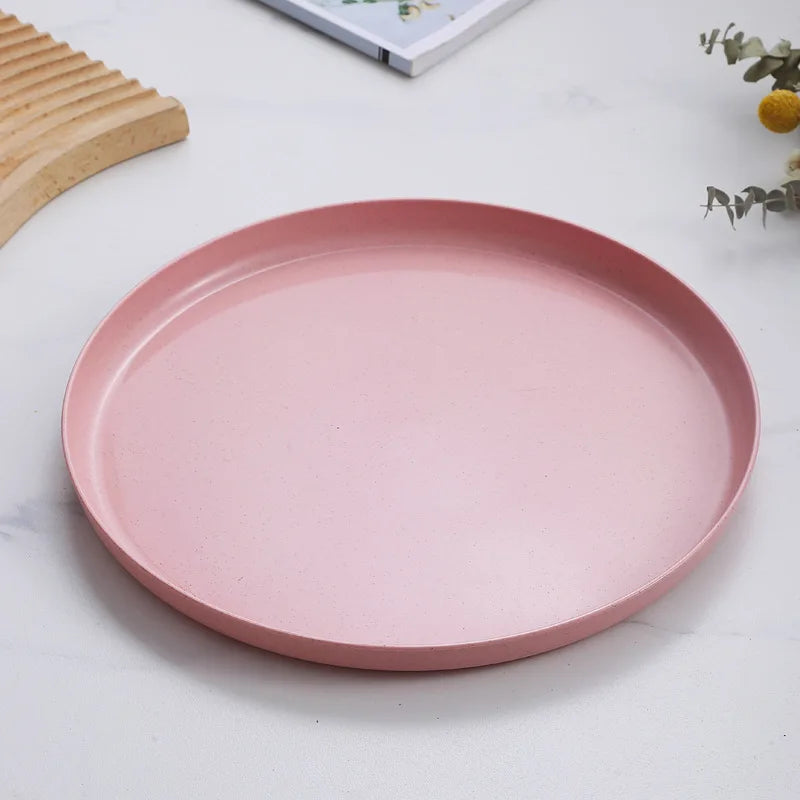 1/4/6PCS Wheat Straw Dinnerware Set Eco-friendly Safety Plates Cups Bowels Home Party Tableware Set Outdoor Camp Candy Colours
