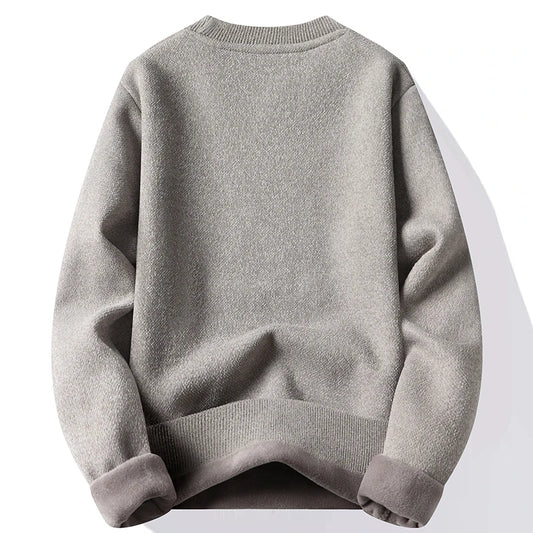New Mens Fleece Sweater Thickened Pullover Fleece Lined Autumn Winter Crew Neck Jumpers Fashion Knitwear.